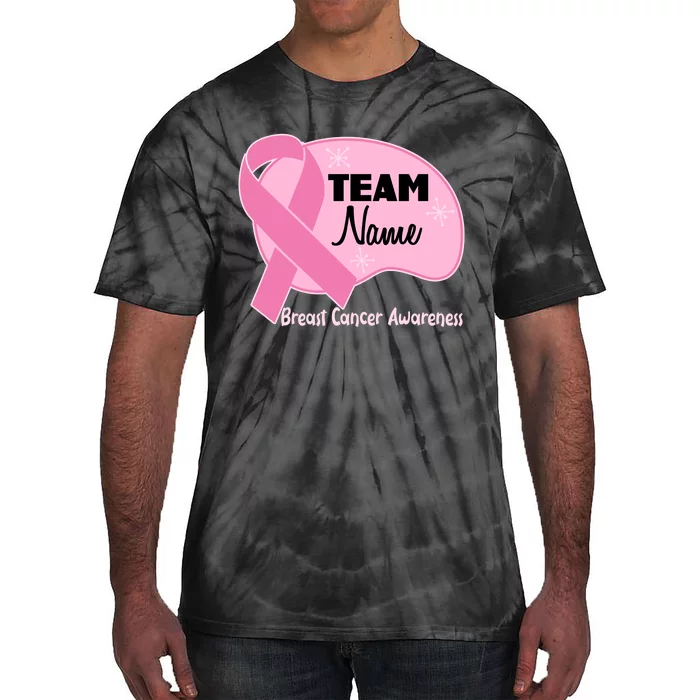 Personalize Team Name Breast Cancer Awareness Custom Tie-Dye T-Shirt