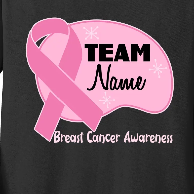 Personalize Team Name Breast Cancer Awareness Custom Kids Long Sleeve Shirt