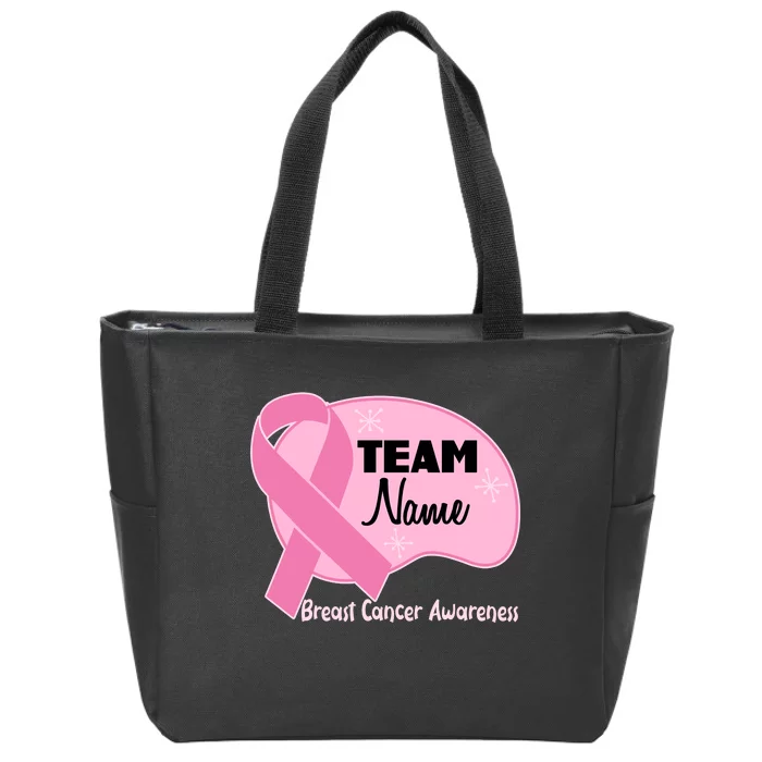 Personalize Team Name Breast Cancer Awareness Custom Zip Tote Bag