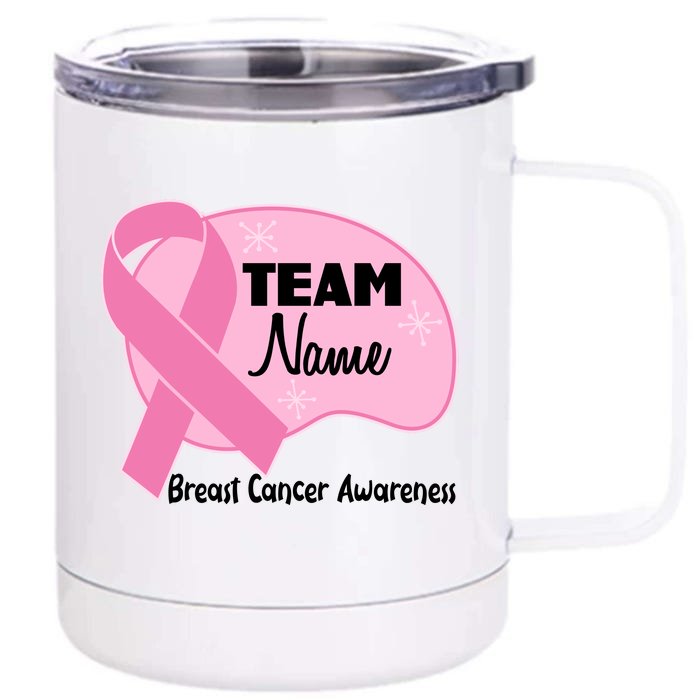 Personalize Team Name Breast Cancer Awareness Custom Front & Back 12oz Stainless Steel Tumbler Cup