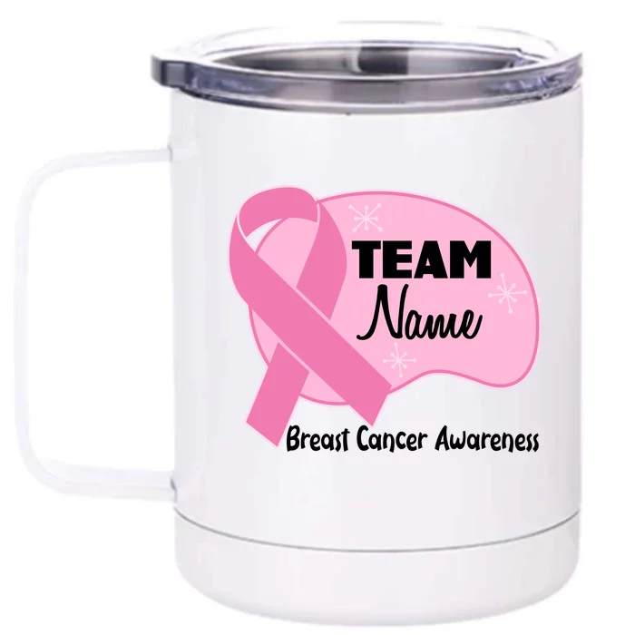 Personalize Team Name Breast Cancer Awareness Custom Front & Back 12oz Stainless Steel Tumbler Cup