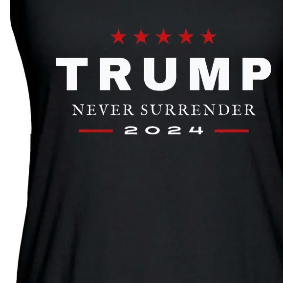 President Trump Never Surrender 2024 Maga Ladies Essential Flowy Tank