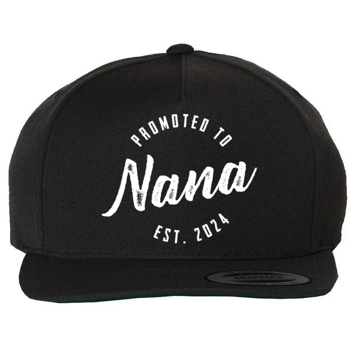 Promoted To Nana Again Est 2024 Pregnancy Announcement Wool Snapback Cap