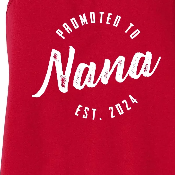 Promoted To Nana Again Est 2024 Pregnancy Announcement Women's Racerback Tank