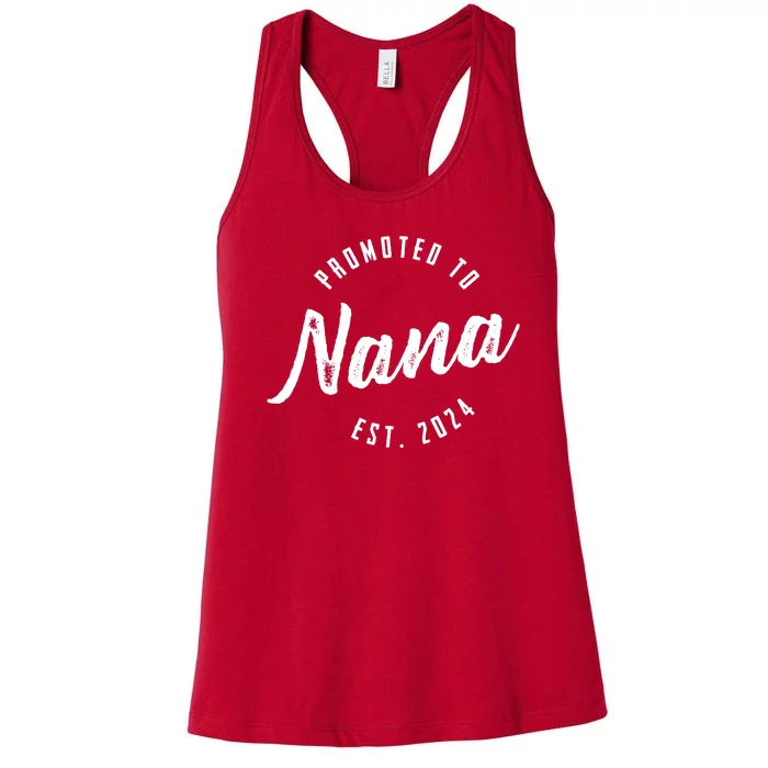 Promoted To Nana Again Est 2024 Pregnancy Announcement Women's Racerback Tank