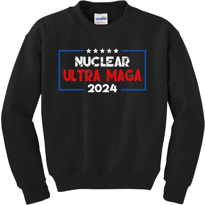 Pro Trump Nuclear Ultra Maga American Flag Vintage Kids Sweatshirt