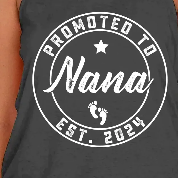 Promoted To Nana Again Est 2024 Pregnancy Announcement Women's Knotted Racerback Tank