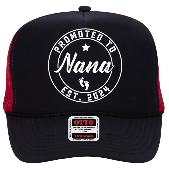 Promoted To Nana Again Est 2024 Pregnancy Announcement High Crown Mesh Trucker Hat