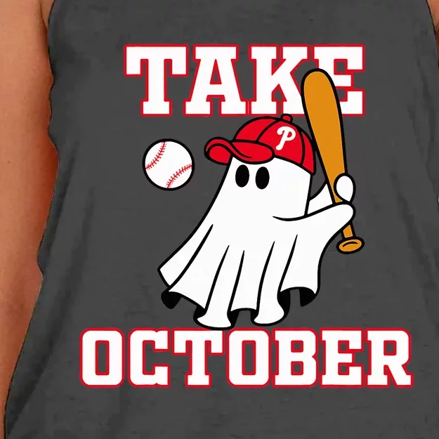 Philly Take October Philadelphia Ghost Baseball Women's Knotted Racerback Tank