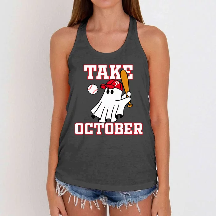 Philly Take October Philadelphia Ghost Baseball Women's Knotted Racerback Tank