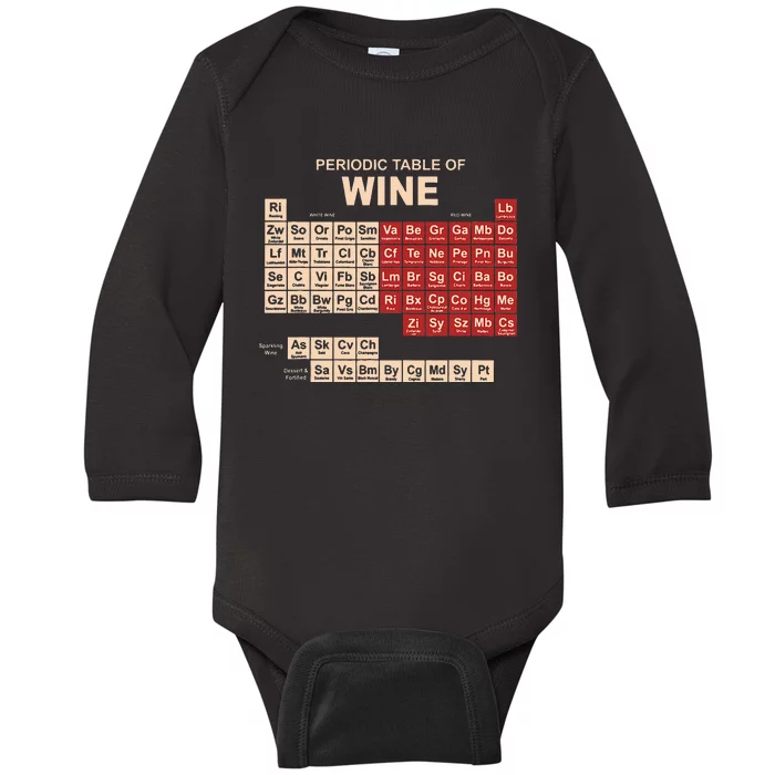 Periodic Table Of Wine Chemistry Periodic Table Geek Nerd Baby Long Sleeve Bodysuit