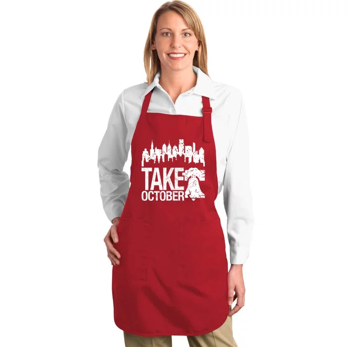 Philly_ Take October Philadelphia Skyline & Baseball Red Full-Length Apron With Pocket