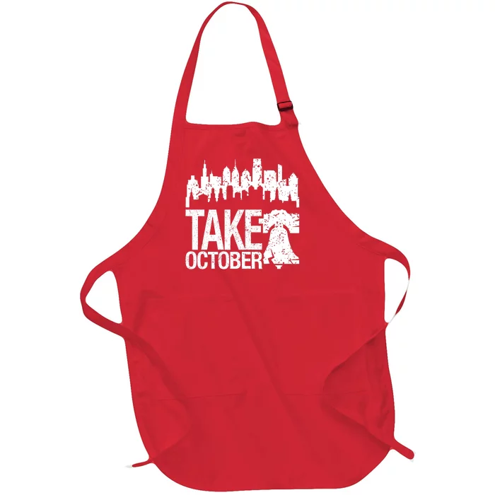 Philly_ Take October Philadelphia Skyline & Baseball Red Full-Length Apron With Pocket