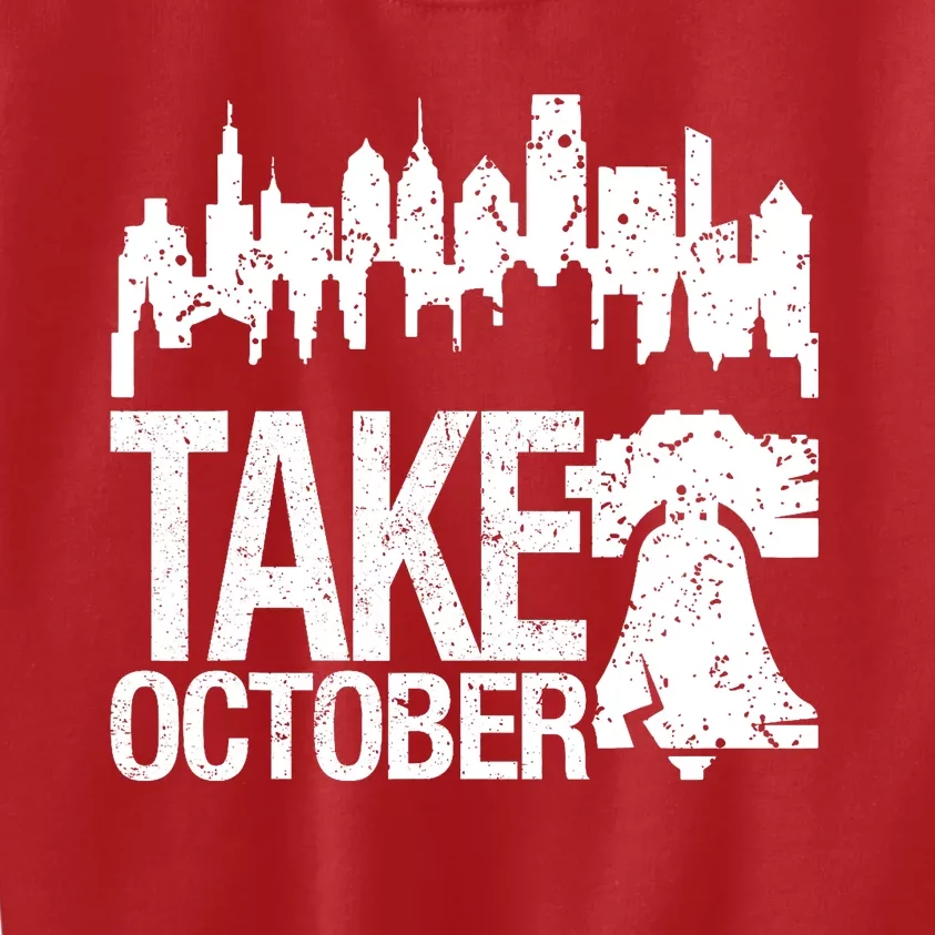 Philly_ Take October Philadelphia Skyline & Baseball Red Kids Sweatshirt