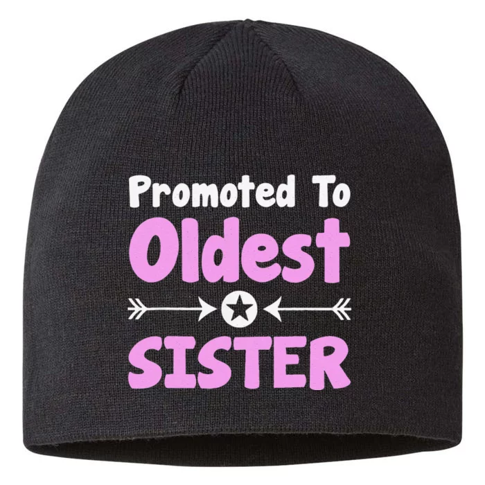 Promoted To Oldest Sister Older Sister Mother's Day 8 1/2in Sustainable Knit Beanie