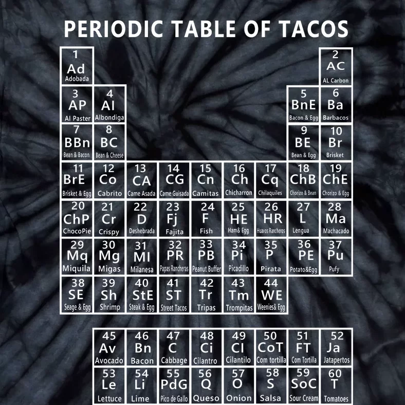 Periodic Table Of Tacos Tie-Dye T-Shirt