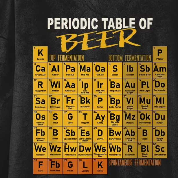 Periodic Table Of Beer Craft Beer Style Brewery Hooded Wearable Blanket