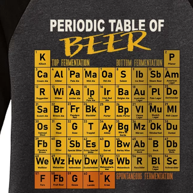 Periodic Table Of Beer Craft Beer Style Brewery Women's Tri-Blend 3/4-Sleeve Raglan Shirt