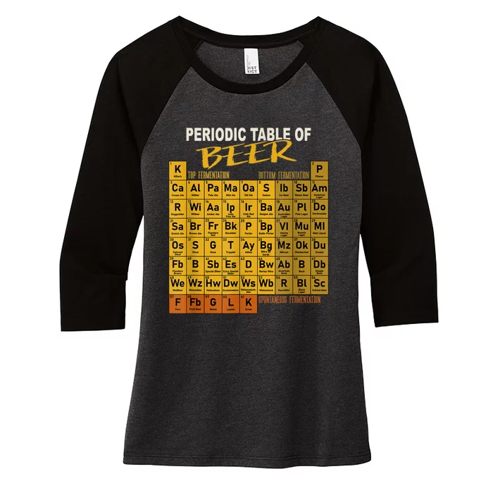 Periodic Table Of Beer Craft Beer Style Brewery Women's Tri-Blend 3/4-Sleeve Raglan Shirt