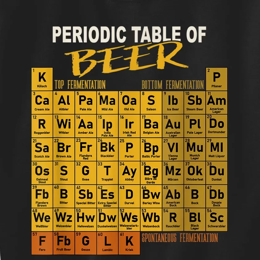 Periodic Table Of Beer Craft Beer Style Brewery Kids Sweatshirt