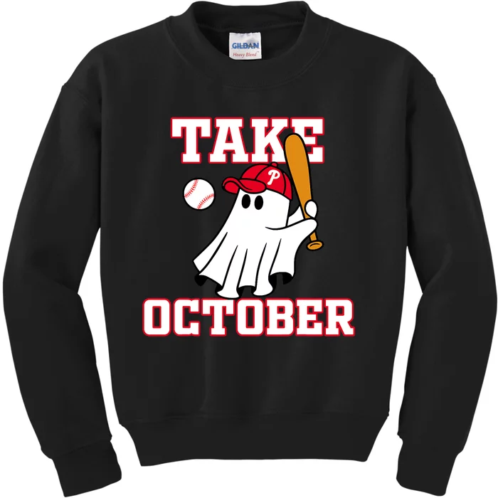 Philly_ Take October Philadelphia Ghost Baseball Kids Sweatshirt