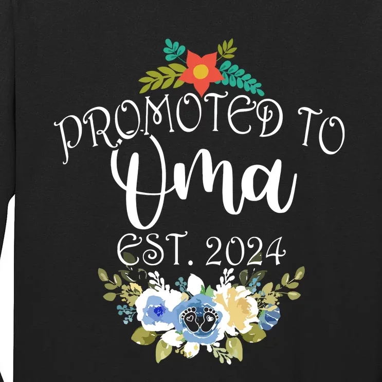 Promoted To Oma Est 2024 Funny Floral Mothers Day Tall Long Sleeve T-Shirt