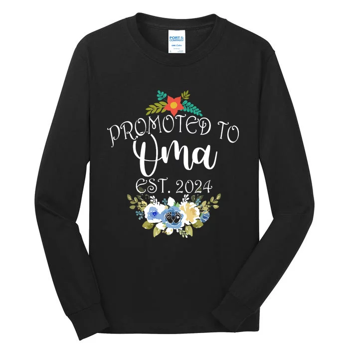 Promoted To Oma Est 2024 Funny Floral Mothers Day Tall Long Sleeve T-Shirt