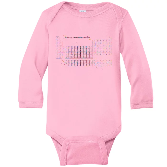 Periodic Table Of The Elements Watercolor Science Art Baby Long Sleeve Bodysuit