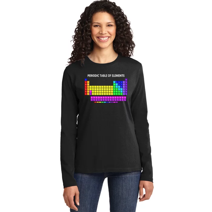 Periodic Table Of The Elements Chemists Nerd Chemistry Lover Ladies Long Sleeve Shirt