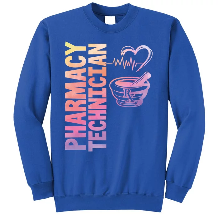 Pharmacy Technician Pharmacist Heartbeat Mortar Gift Tall Sweatshirt