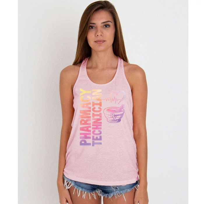 Pharmacy Technician Pharmacist Heartbeat Mortar Gift Women's Knotted Racerback Tank