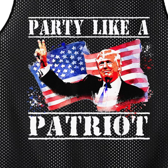 Pro Trump Party Like A Patriot Fourth Of July 4th Mesh Reversible Basketball Jersey Tank