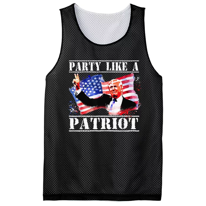 Pro Trump Party Like A Patriot Fourth Of July 4th Mesh Reversible Basketball Jersey Tank