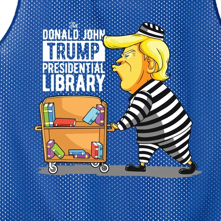 Prison Trump Presidential Library Funny Anti Trump Mesh Reversible Basketball Jersey Tank