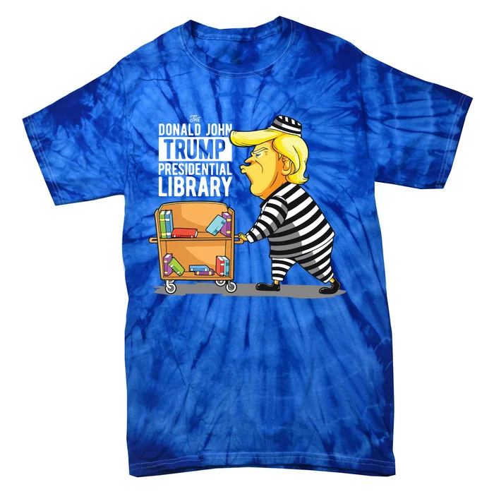 Prison Trump Presidential Library Funny Anti Trump Tie-Dye T-Shirt