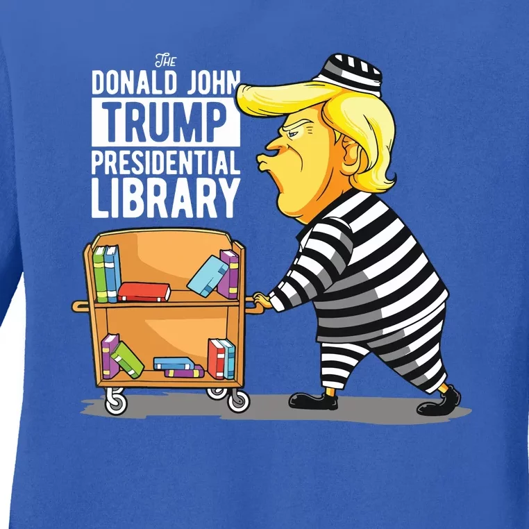 Prison Trump Presidential Library Funny Anti Trump Ladies Long Sleeve Shirt