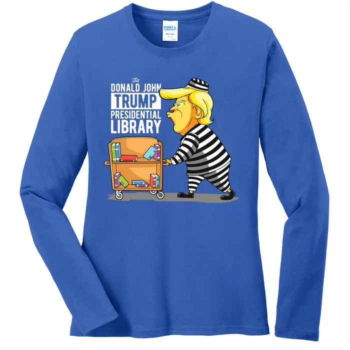 Prison Trump Presidential Library Funny Anti Trump Ladies Long Sleeve Shirt