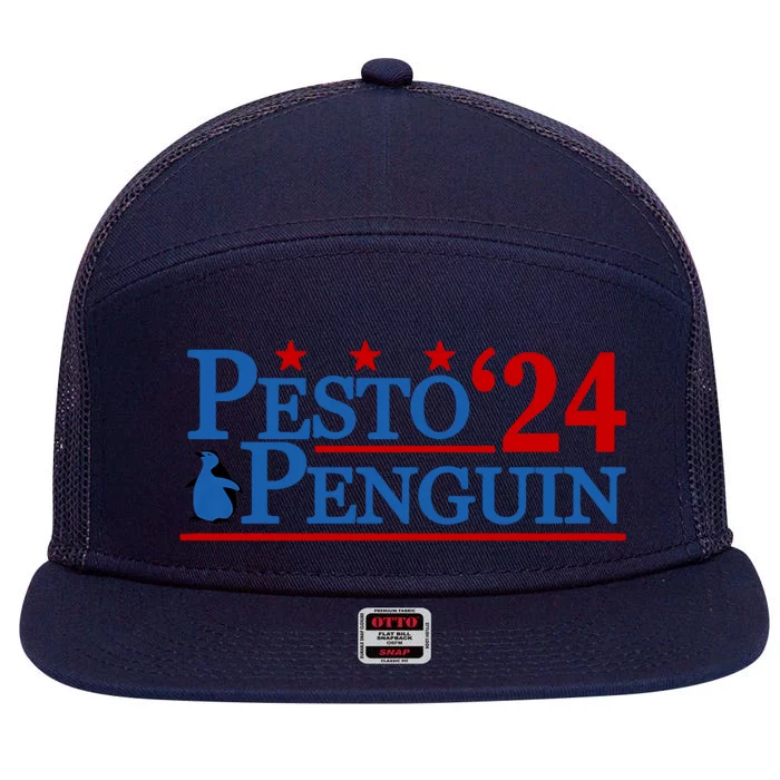 Pesto The Penguin Bird Meme 2024 Trending Pesto 7 Panel Mesh Trucker Snapback Hat