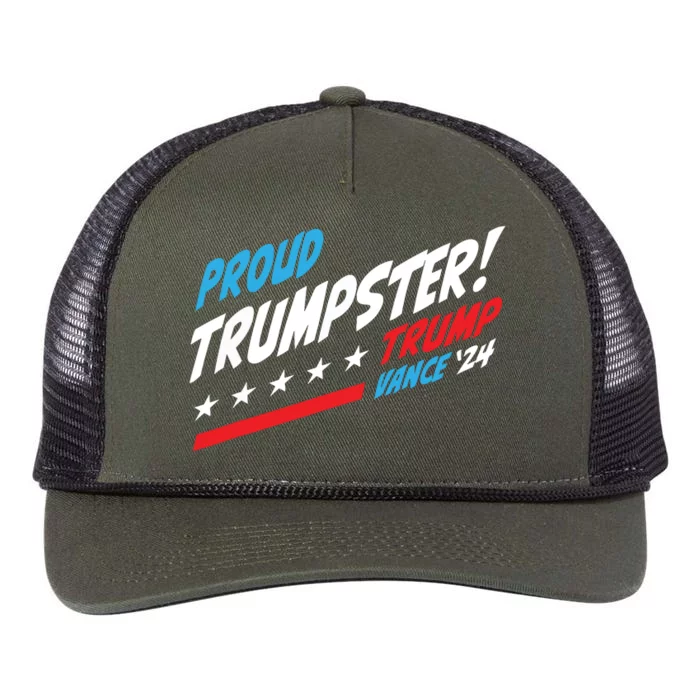 Proud Trumpster President Trump Vance 2024 Patriotic Retro Rope Trucker Hat Cap