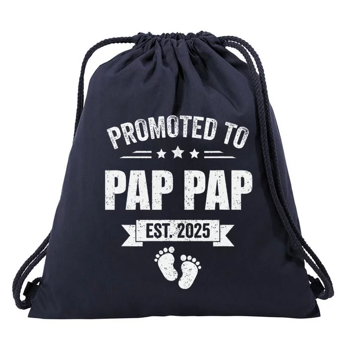 Promoted To Pap Pap Est 2025 Fathers Day First Time New Drawstring Bag