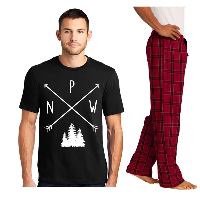 Pine Trees Pacific Northwest Pnw With Arrows Outdoor Gift Pajama Set