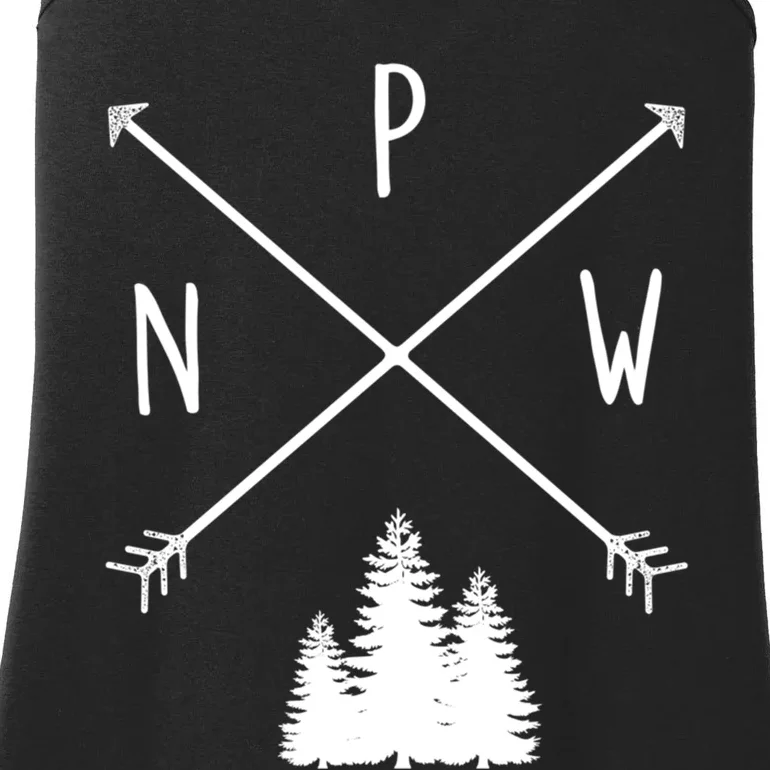 Pine Trees Pacific Northwest Pnw With Arrows Outdoor Gift Ladies Essential Tank