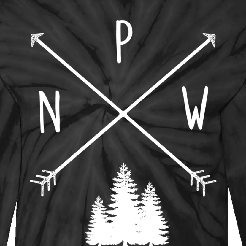 Pine Trees Pacific Northwest Pnw With Arrows Outdoor Gift Tie-Dye Long Sleeve Shirt