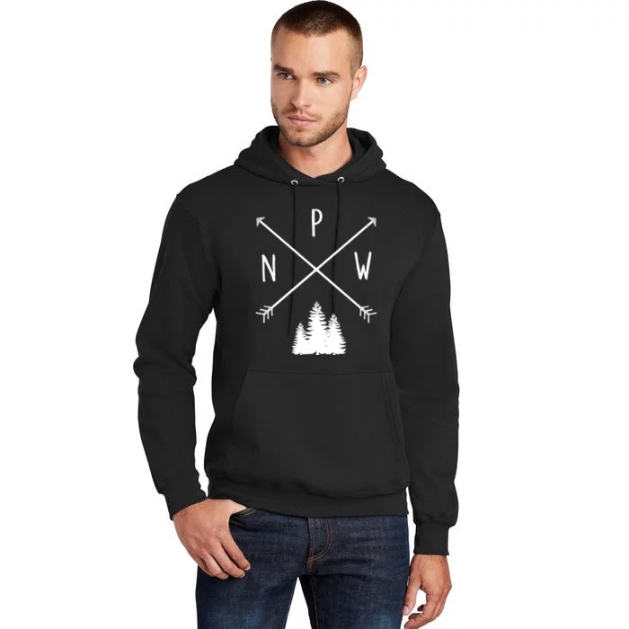 Pine Trees Pacific Northwest Pnw With Arrows Outdoor Gift Tall Hoodie