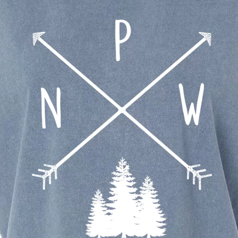 Pine Trees Pacific Northwest Pnw With Arrows Outdoor Gift Garment-Dyed Women's Muscle Tee