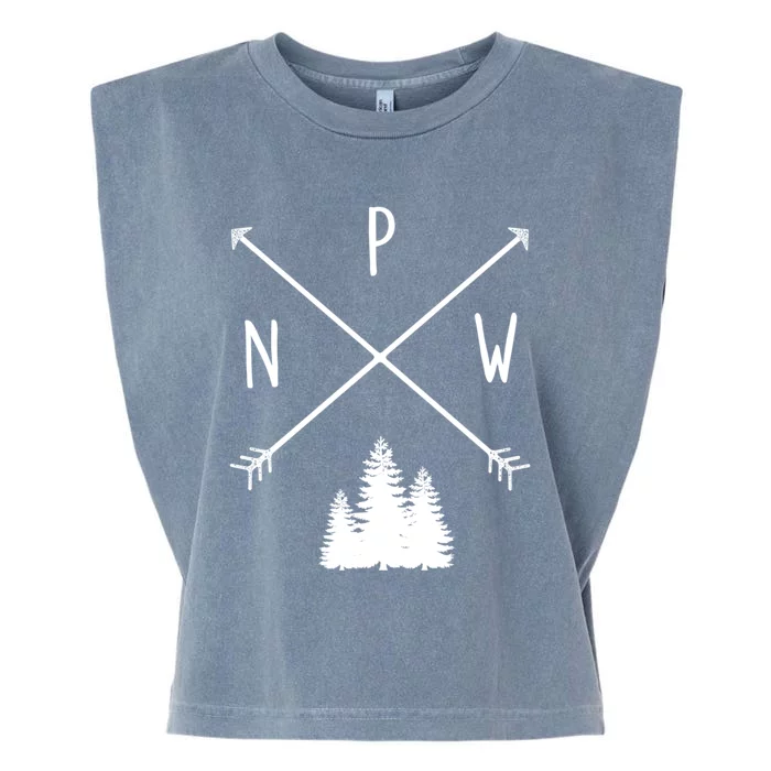 Pine Trees Pacific Northwest Pnw With Arrows Outdoor Gift Garment-Dyed Women's Muscle Tee