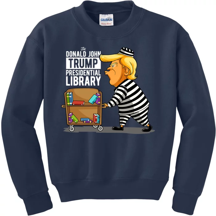 Prison Trump Presidential Library Funny Anti Trump Kids Sweatshirt