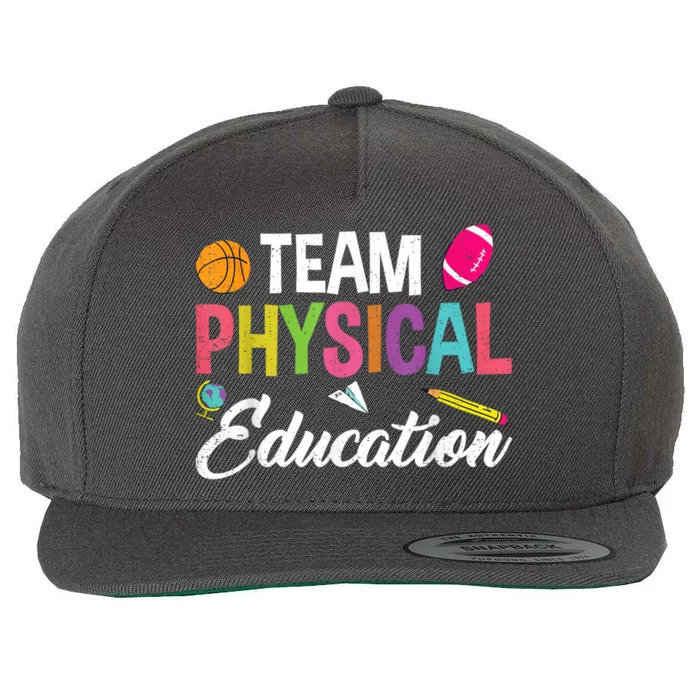 P.E. Team Physical Education School Fitness PE Teacher Wool Snapback Cap