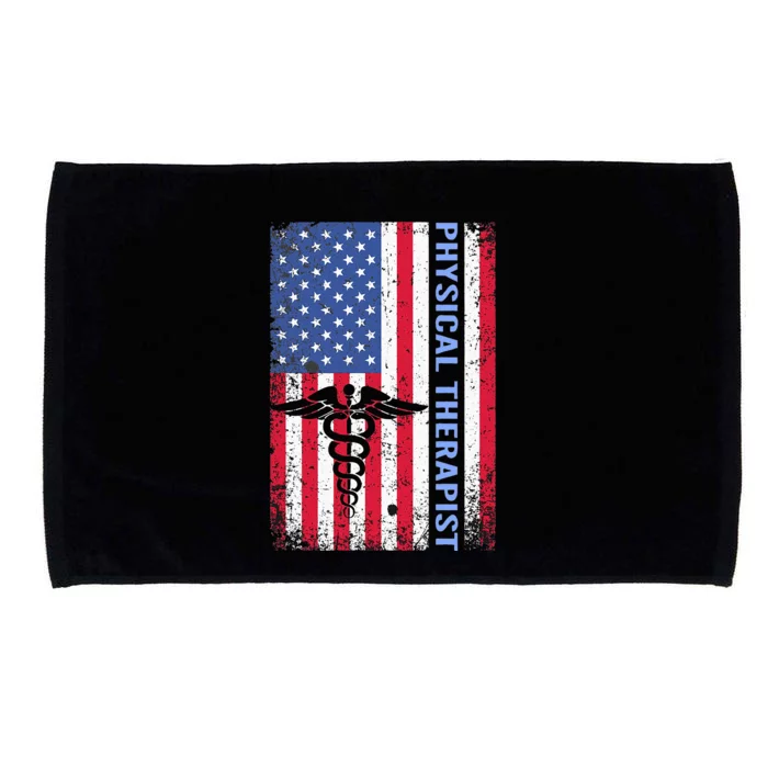 Physical Therapist PT Vintage US Flag Physical Therapy Microfiber Hand Towel