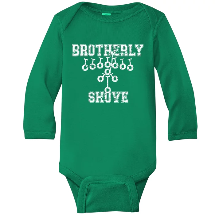 Philadelphia Tush Push Philly_ Brotherly Shove Baby Long Sleeve Bodysuit